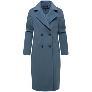 Navahoo Damen lange Übergangsjacke Mantel in Woll-Optik mit Reverskragen Sternlein 14 Dusty Blue Gr. M - M