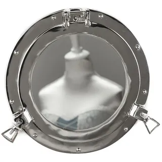 Aubaho Dekoobjekt Bullauge mit Spiegel zum Öffnen Schiff Boot Maritim Dekoration 29cm (c silberfarben