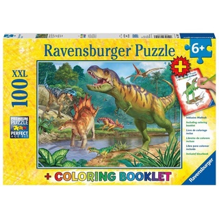Ravensburger Kinderpuzzle - 13695 Welt Der Dinosaurier - Dino-Puzzle Für Kinder Ab 6 Jahren  Mit 100 Teilen Im Xxl-Format  Inklusive Malheft