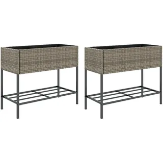 vidaXL Hochbeete mit Ablage 90 x 40 x 75 cm Grau