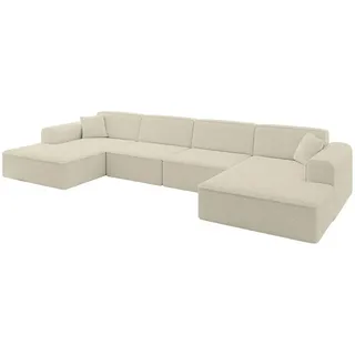 altdecor Eckcouch Samt 6-Sitzer Beige