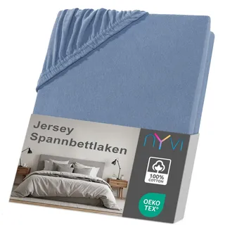 nyvi Spannbettlaken Jersey 140 x 200 - 160 x 200 cm blau