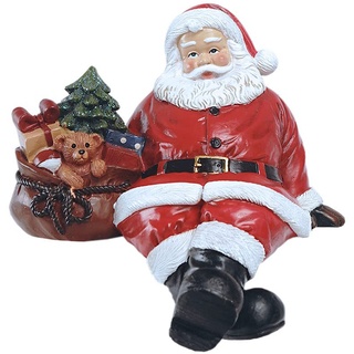 HYFAN Kleine Weihnachtsfigur mit Weihnachtsmann, zum Sitzen und Ausruhen, Statue mit einer Tasche von Geschenken, handbemalte Harz-Figur, Tischregal, kreative Skulptur-Dekoration (rechts/geschenk)