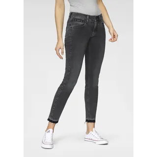 7/8-Jeans HERRLICHER "TOUCH CROPPED ORGANIC" Gr. 25, N-Gr, grau (ino) Damen Jeans Röhrenjeans mit Cut-Off Saumabschluss