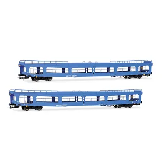 Rivarossi 2-tlg. Set Autotransportwagen DDm916 blau 4421 H0