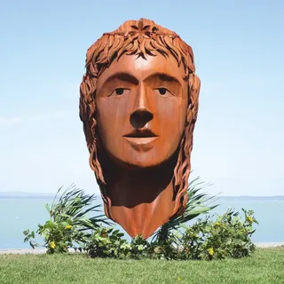 Casa Padrino XXL Garten Deko Stahl Skulptur Frauenkopf Rost H. 215 cm