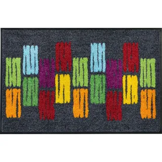Erwin Müller Fußmatte, Schmutzfangmatte, Sauberlaufmatte Grafik bunt Größe 60x85 cm - langlebig, pflegeleicht, rutschfest, für Fußbodenheizung geeignet