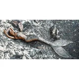 Glasbild MEERJUNGFRAU (BHT 140x70x1,30 cm) - grau - BHT 140x70x1,30 cm