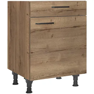 Nobilia Schubkastenunterschrank Structura, Eiche dunkel, Holzwerkstoff, 1 Schublade(n) Schubladen, einzeln stellbar, 60x87x56 cm, Blauer Engel, Pefc, Goldenes M, Made in Germany, DGM-Klimapakt, Zusatzausstattung erhältlich, Küchen, Küchenmöbel, Küchenschränke, Küchenunterschränke