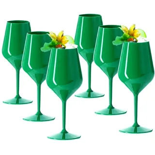 DoimoFlair Weingläser aus Kunststoff bruchsicher Weinbecher Sektgläser Plastik 47 cl. (Grün)