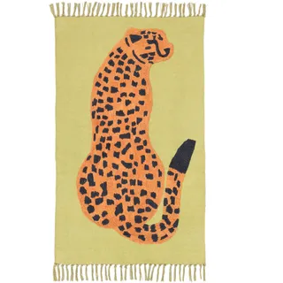 Lenny Leopard Teppich - Hellgrün / Orange 70x100
