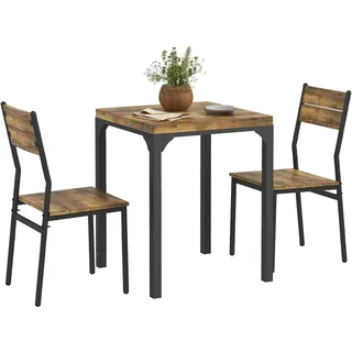 Homcom 3-teilige Essgruppe mit 2 Stühlen 4 cm Tischplatte Rustikal-Braun