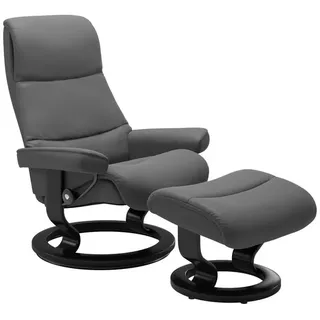 Stressless Sessel mit Hocker View Classic Leder Grau Batick Grey L (Large)
