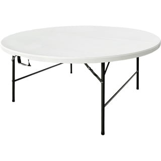 METRO Professional Outdoor Banketttisch, Stahl / Polyethylen, Ø 160 x 74 cm, klappbar, wasserabweisend, weiß