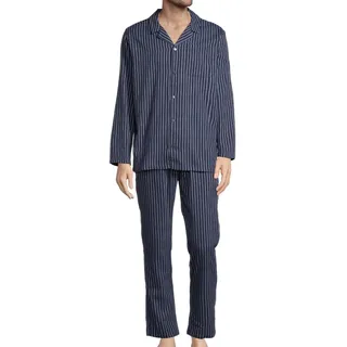 Seidensticker Herren Classic Twill Schlafanzug Pyjama Baumwolle | Set aus langer Hose und Oberteil mit langem Arm Oberteil mit Reverskragen und Knöpfen Hautfreundlich und atmungsaktiv - 48
