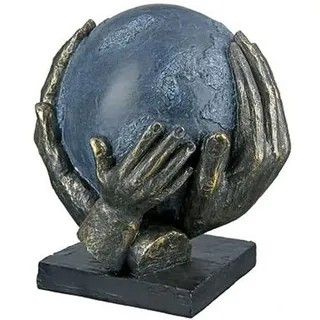 Casablanca modernes Design Casablanca Skulptur Save the World, Deko Figur Bronze, Grau, Kunstharz Statue Wohnzimmer, Büro Dekoration H. 19 cm x B. 18 cm - Moderne Skulpturen
