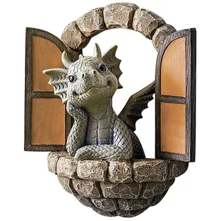 Schöne Hof Drachenskulptur, Drachen Figuren Garten Klein,Wanddeko Aussen | Drachenskulptur Statue Garten Ornament, Kunstharz Drachenskulptur Garten, Drachen deko Figuren, Statuen für Gartenwand