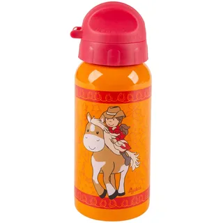 SIGIKID Edelstahl Trinkflasche Gina Galopp, auslaufsicher, BPA-frei, robust, leicht, Drehverschluss zerlegbar, gut zu reinigen, für Kinder 3-8 Jahre, Art.-Nr. 25289, Pferde/orange-rot 400 ml