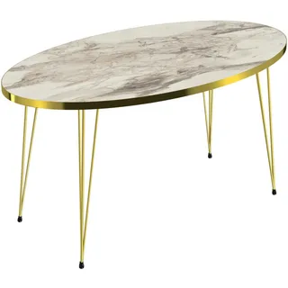 [en.casa] Couchtisch Skævinge 43x90x50cm Marmor, weiß / Gold [en.casa]