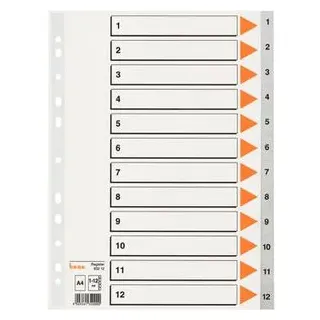 BENE Ordnerregister Vollformat 1-12 Grau 12 St.