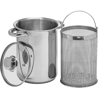 BROWIN Spargeltopf 313500 mit Glasdeckel | 4 Liter | Pastatopf mit Siebeinsatz | für Elektro-, Gas- und Induktionsherde