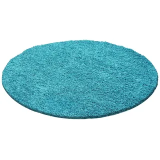 Teppich Boss Teppich Hochflor Teppich Lux Türkis, rund, Höhe: 30 mm grün Ø 120 cm x 30 mm