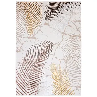 Mazovia Designteppich Modern Teppich für Wohnzimmer - Beige Creme mit Gold, 80 x 150 cm beige|braun 80 x 150 cm