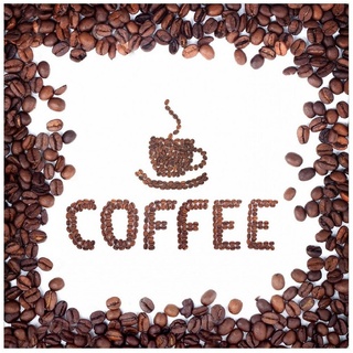 Wallario Memoboard Kaffee Schrift aus Kaffeebohnen weiß