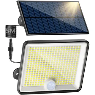 Peasur Solarlampen für Außen mit Bewegungsmelder, 348 LED Solar Strahler Außen, IP65 Wasserdicht Solarleuchten 3 Modi Solarlampe Garten mit 5m Kabel