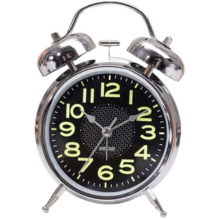 Mechanischer Wecker mit Aufzug, beleuchtet, leise, Vintage, 7,6 cm, für Nacht, Schlafzimmer, Büro und Senioren