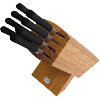 KAI Wasabi Black Messerblock aus Eiche bestückt mit 8 Messer, zerlegbar zur Reinigung - Abmessung 31 x 18 x 34 cm - Vollausstattung Küchenmesser