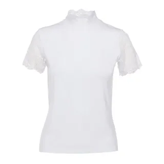 Pure Shape Spitzenshirt Kurzarm-Shirt elastisch (1-tlg) mit Spitzendetail an Ärmeln und Halsausschnitt 46/48