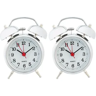 2er-Set nostalgische Retro-Glockenwecker mit Quarzlaufwerk