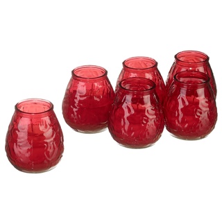 METRO Professional Kerze im Glas, Paraffin / Pflanzenwachs, 10.2 x Ø 9.8 cm, Leuchtdauer von 60/70 Stunden, rot, 6 Stück