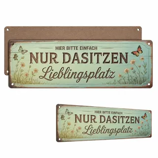 Gemejutor Vintage Holzschild Mit Spruch Lieblingsplatz, Retro Wanddeko Für Garten Balkon Wohnbereich, Gartenschilder Deko Schild 30×10cm