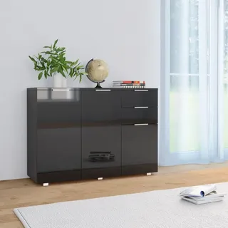 Iiaky Sideboard Hochglanz-Schwarz 107x35x80,5 cm Buffetschrank Schrank Wohnzimmer Cabinet Furniture Beistellschrank Sideboard
