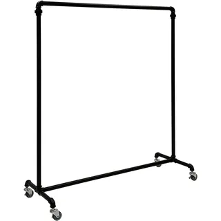 RSR Hangers Kleiderständer Industrial Design Breite 100 x Höhe 150 cm auf Rollen schwarz | Garderobe | Rollgarderobe | Garderobenständer | Kleiderstange | Rollständer