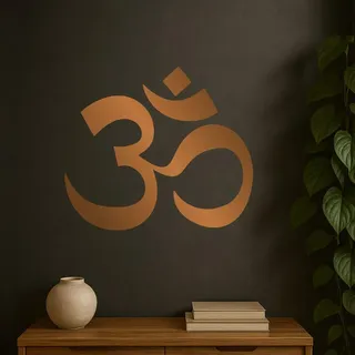 PantherPixel Wandtattoo Om - Ohm Buddhismus Meditation Yoga - Wanddeko Wandaufkleber - Gold 60 x 53 cm