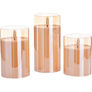 Led-Kerzen Im Glas 3Er-Set (Farbe: Amber)