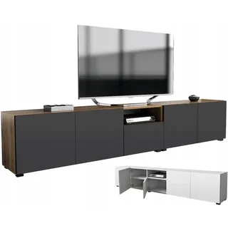RTV-Sideboard 250 cm Eiche Wotan Schwarz Matt stehend oder hängend