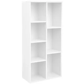 VASAGLE Bücherregal LBC27WT, weiß aus Holz, 7 Fächern, Büroregal, Würfelregal, Standregal, für Wohnzimmer, Schlafzimmer, Büro, Kinderzimmer,