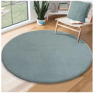 the carpet Teppich Relax round, rund, Höhe: 16 mm, waschbarer Wohnzimmer Teppich modern rutschfest blau Ø 200 cm x 16 mm