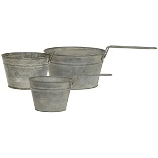 Chic Antique Eisen Blumentopf mit Griff im Set 10x17,5 cm
