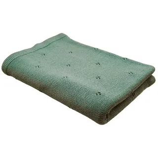 Babydecke Merinowolle Strick 75×100 cm, Blätterschming, Decke für Kinderwagen, Schlafdecke, Geschenk zur Geburt & Taufe grün