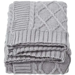 Homescapes Strickdecke 130 x 170 cm Grau