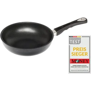 AMT Gastroguss Sauteuse/kleiner Wok, 24 cm Ø, 6 cm hoch, fester Stiel, induktionsgeeignet, Lotan® Antihaft-Veredelung, Gusspfanne (Aluguss), AMZN-I-624