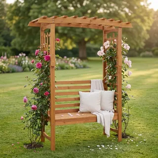 MCW Rosenbogen mit Sitzbank 201 x 160 x 60 cm Natur