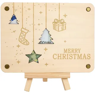 Geschenke für Weihnachten Geldgeschenke Verpackung mit Ständer Lustige Geschenke Geldgeschenk aus Holz für Weihnachten Geburtstag Hochzeit Jugendweihe,Jungen und Mädchen,Familie, Freunde