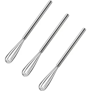 3 Stück Mini-Schneebesen,Schneebesen Edelstahl Klein Schneebesen Set Professional Rührbesen Schaum-Schneebesen-Werkzeug mit Edelstahlgriff für Mischen, Schneebesen, Schlagen, Aufschäumen und Rühren