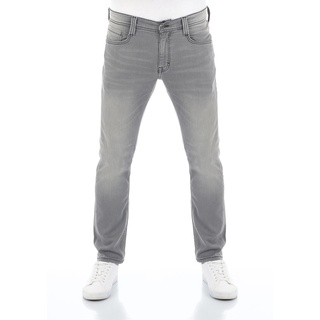 Mustang Herren Jeans Real X Stretchjeans Oregon Tapered Fit Tapered Fit Grau Tiefer Bund Reißverschluss L 36